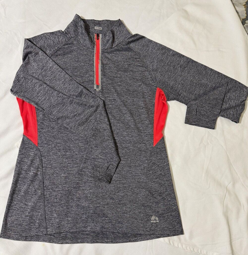 RBX Performance Women’s 1/4 Zip Mock Neck Long Sleeve Heather Gray Top L